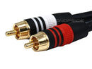 Monoprice 1.5ft 3.5mm Stereo Male to 2RCA Male 22AWG Cable Gold Plated - Black