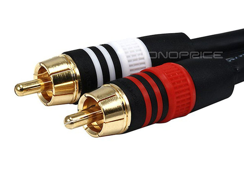 Monoprice 1.5ft 3.5mm Stereo Male to 2RCA Male 22AWG Cable Gold Plated - Black