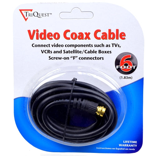 Tri-Quest 5606 Video Coax Cable - 6 Foot - Screw on F Connectors - SimplyASP Tech