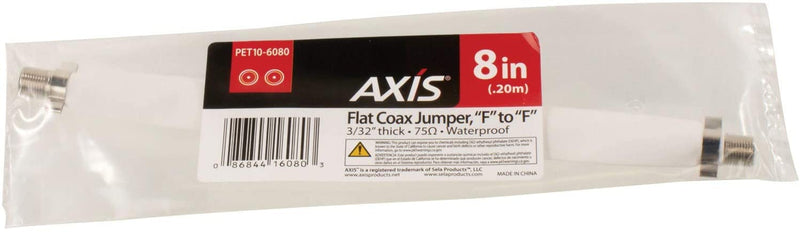 Petra  AXIS 8" Flat F to F Coaxial Jumper, White