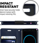 Galaxy S8 Plus MERCURY Goospery Sonata Navy Blue Flip Case Wallet Cover