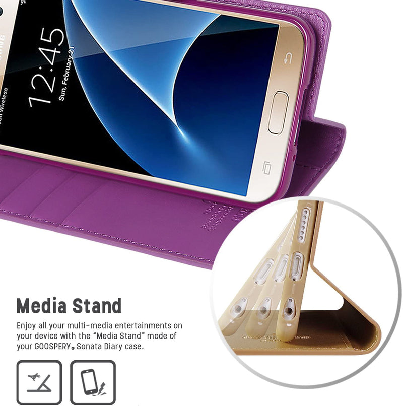 Goospery Sonata Wallet for Samsung Galaxy S7 Case Stand Purple