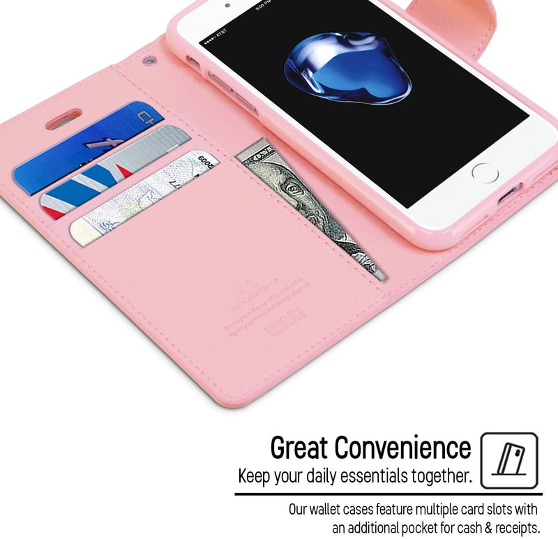 Goospery Sonata Wallet for iPhone 7/8 Plus Case Leather Stand Flip Cover (Pink)