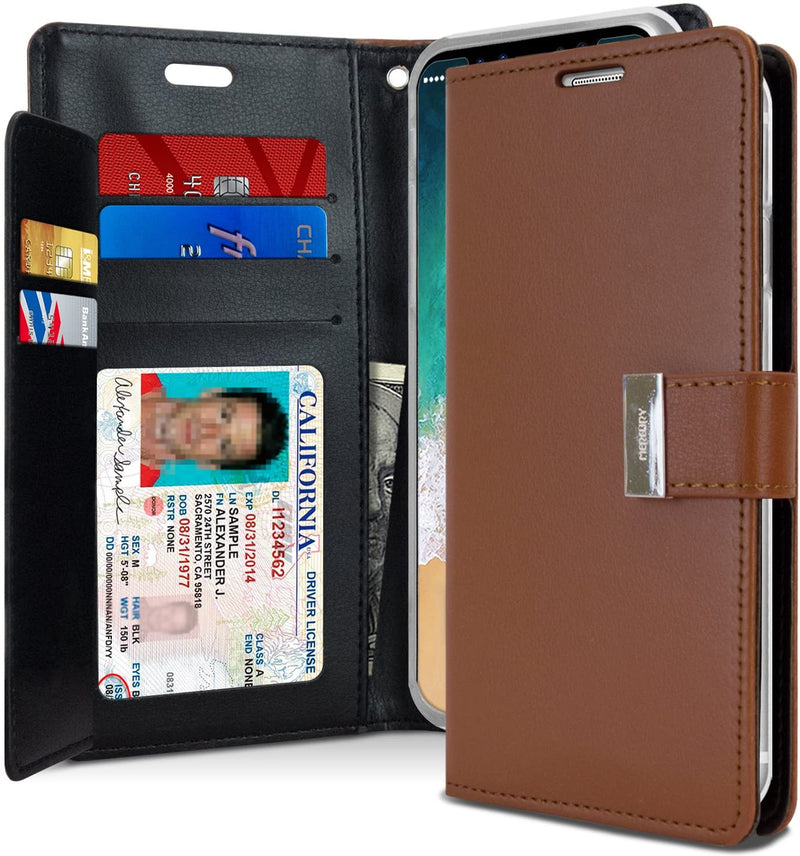 iPhone X and Xs MERCURY Goospery Brown Flip Case Wallet Cover