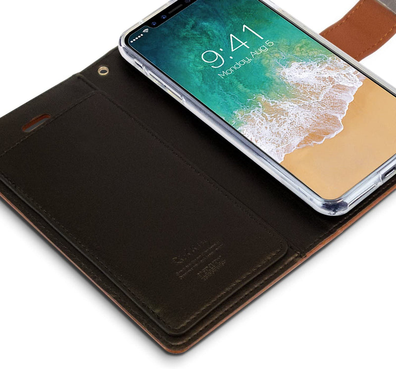 iPhone X and Xs MERCURY Goospery Brown Flip Case Wallet Cover