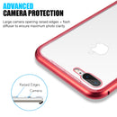 ALUMINUM MAGNETIC SNAP CASE W/TEMPERED GLASS BACKPLATE FOR IPHONE 8/7 PLUS-WHITE