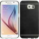 SAMSUNG GALAXY S6 HYBRID CASE BK TPU W BRUSHED STEEL METAL