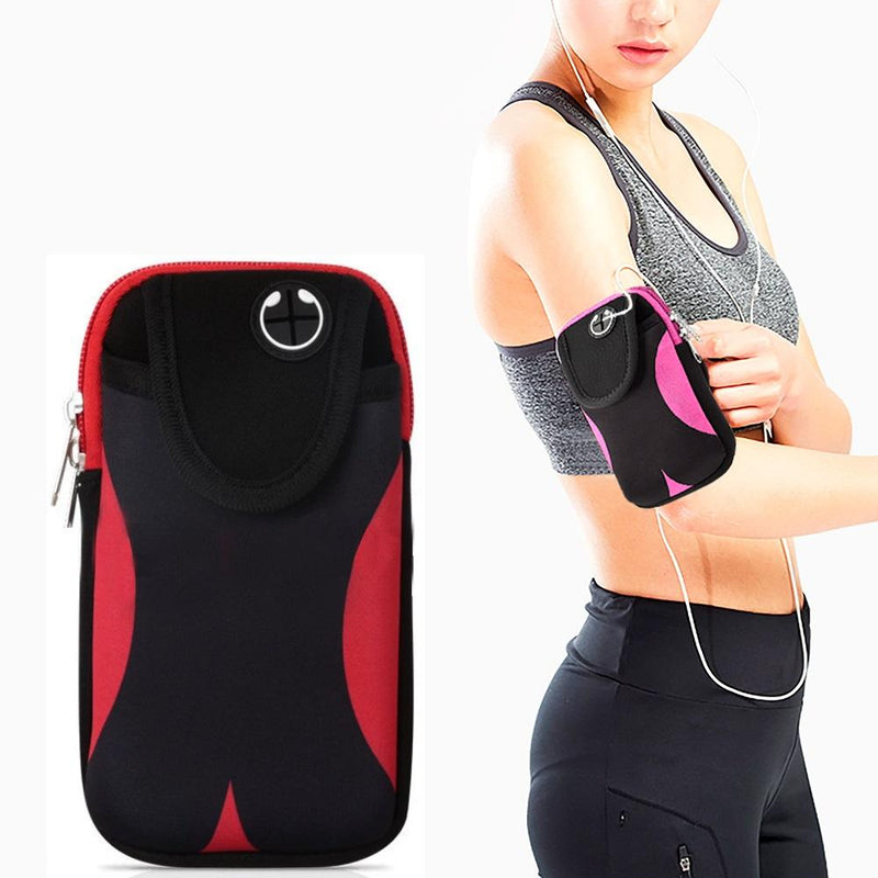SimplyASP Tech Universal Pouch with Adjustable Sports Armband Black/Red