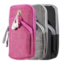 UNIVERSAL SPORTS ARMBAND DURABLE CANVAS MOBILE POUCH WITH SECURED ZIPPER - BLACK