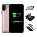 FOR IPHONE XS / X 5000MAH UV SHINE BATTERY CASE W/ DETACHABLE WIRELESS CHARGING POWER PACK - ROSE GOLD
