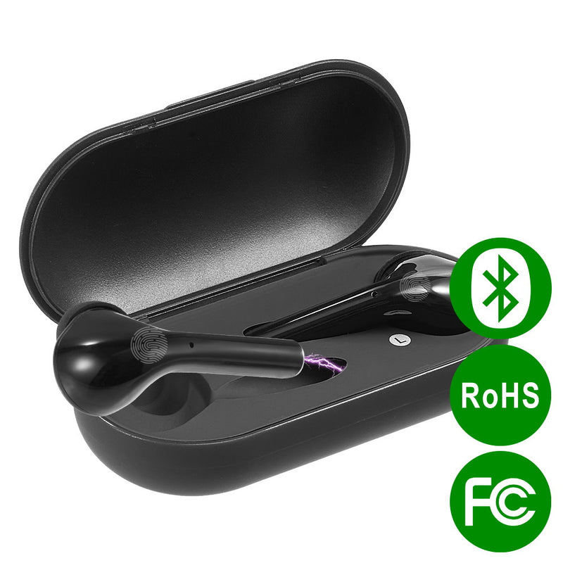 WIRELESS BLUETOOTH5.0 STEREO TWS EARPHONES WITH CHARGING CASE- BLACK