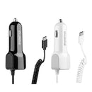 UNIVERSAL 2.1A TYPE C CAR CHARGER W/ ATTACHED CABLE & 1 EXTRA USB CHARGING PORT