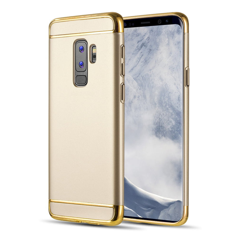 SAMSUNG GALAXY S9 PLUS GRIPTECH 3-PIECE RUBBERIZED PROTECTIVE CASE WITH GOLD CHROME FRAME - GOLD