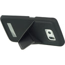 For SAMSUNG GALAXY S6 EDGE CRYSTAL RUBBER CASE W/ FLIP STAND BLACK