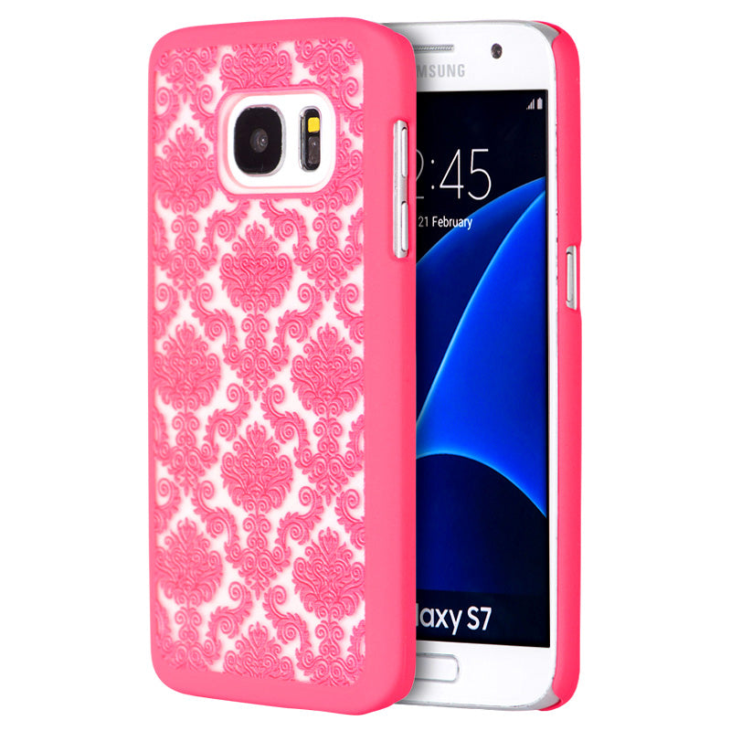 SAMSUNG GALAXY S7 CRYSTAL RUBBER CASE LACE HOT PINK