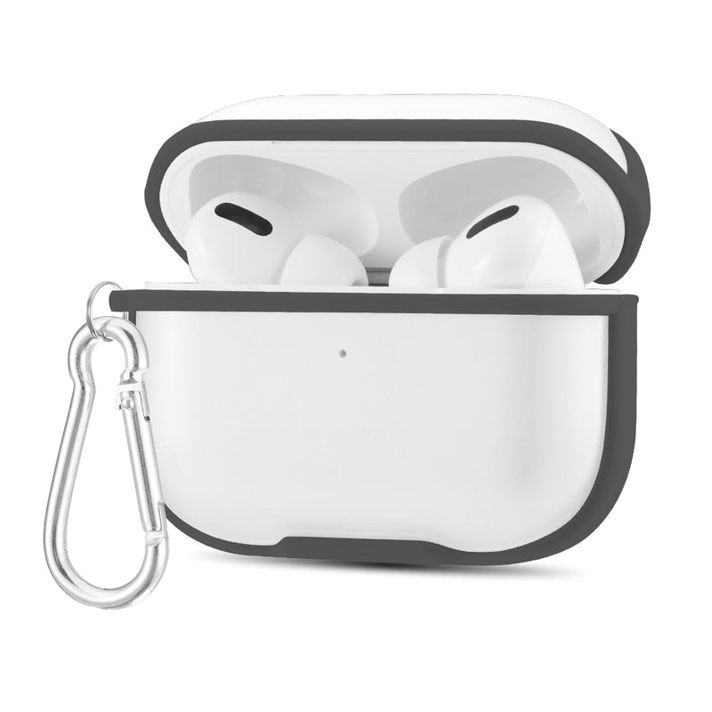 STYLISH EGGSHELL PC CLEAR CASE WITH CARABINER FOR AIRPODS PR