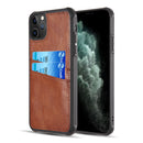 IPHONE 11 PRO MAX DUOKASE PU LEATHER DUAL CREDIT CARD/ID TPU CASE BROWN
