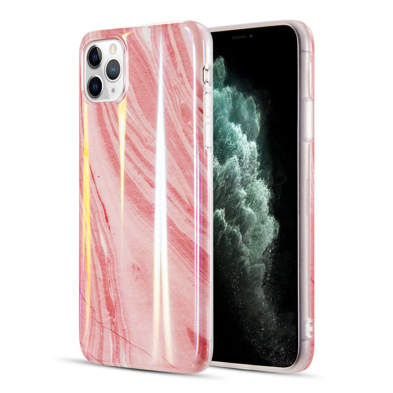 THE VOGUE COLLECTION FULL COVERAGE TPU IMD CASE WITH SPECIAL HOLOGRAPHIC SHINE FINISH FOR IPHONE 11 PRO MAX - PINK MARBLE