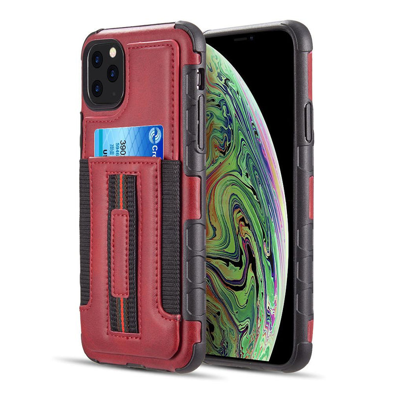 PROTECTIVE MULTI LEATHER CARD CASE ELASTIC RING HOLDER IPHONE 11 PRO