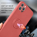 IPHONE  12 PRO SLIM LIQUID SILICONE CASE W/ RING HOLDER KICKSTAND RASBERRY RED