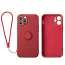IPHONE  12 PRO SLIM LIQUID SILICONE CASE W/ RING HOLDER KICKSTAND RASBERRY RED