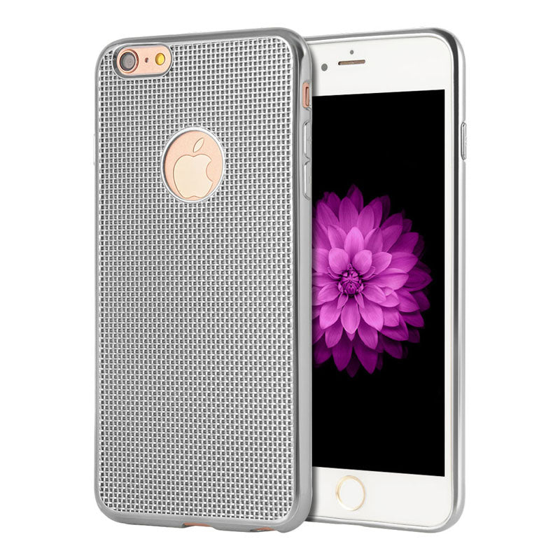 FOR IPHONE 6 PLUS/6S PLUS TPU SKIN CASE IRONMESH DESIGN WITH ELECTROPLATING CHROME FRAME - CHROME