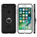IPHONE 7 DIAMOND JEWEL TRANSPARENT TPU RING CASE WITH CHROME BLING FRAME BLACK