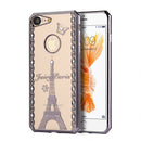 FOR IPHONE 7 DIAMOND SWIRL GREY ELECTROLPLATED CHROME FRAM TPU CASE - FAIRY PARIS