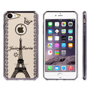 FOR IPHONE 7 DIAMOND SWIRL GREY ELECTROPLATED CHROME FRAME TPU CASE- FAIRY PARIS