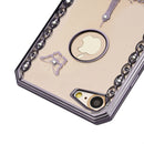 FOR IPHONE 7 DIAMOND SWIRL GREY ELECTROPLATED CHROME FRAME TPU CASE- FAIRY PARIS
