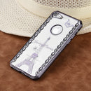 FOR IPHONE 7 DIAMOND SWIRL GREY ELECTROPLATED CHROME FRAME TPU CASE- FAIRY PARIS