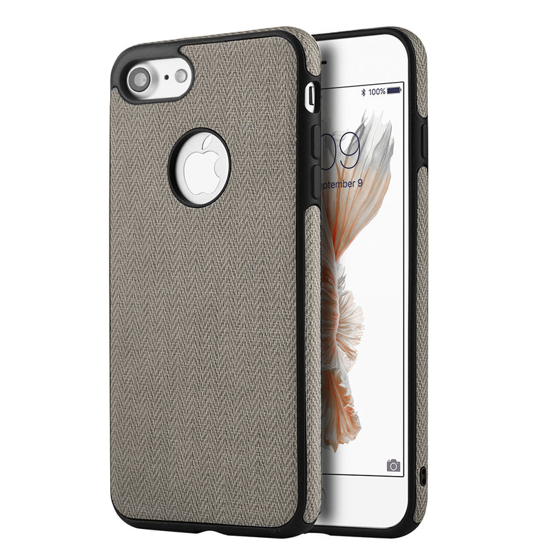 FOR IPHONE 7 LEATHERETTE TPU COVER CASE - GREY
