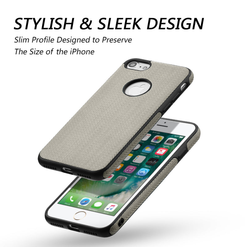 FOR IPHONE 7 LEATHERETTE TPU COVER CASE - GREY