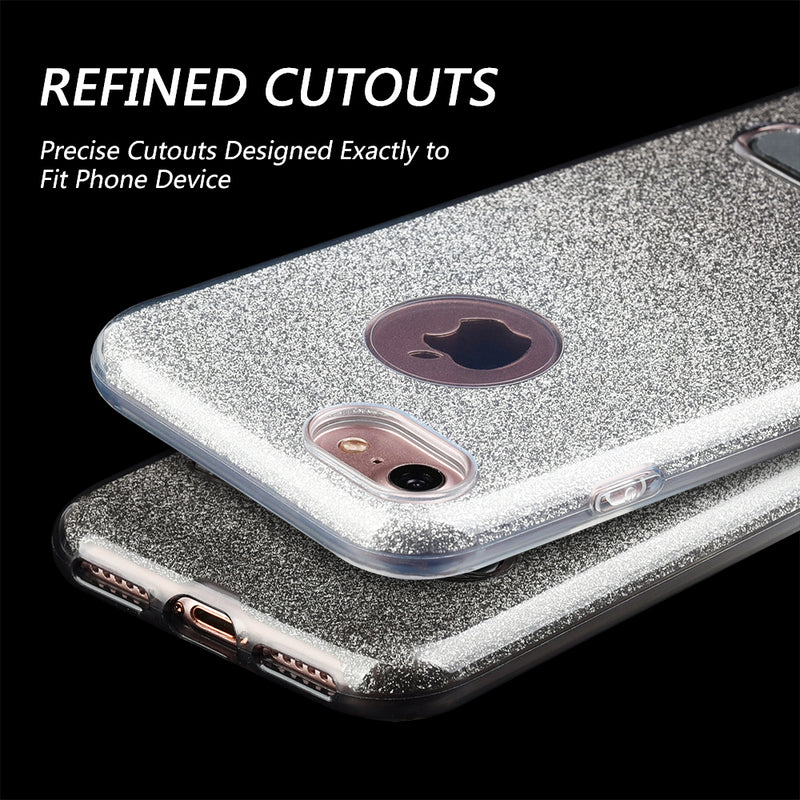 FOR IPHONE 8 / 7 STARRY DAZZLE LUXURY  COVER CASE WITH KICKSTAND - SILVER