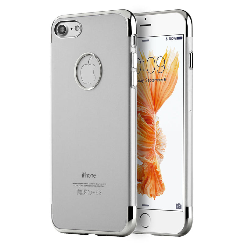 FOR IPHONE 8/ FOR IPHONE 7 SKYFALL TRANSPARENT TPU CASE W/ ELECTROPLATED UPPER & LOWER FRAME - SILVER
