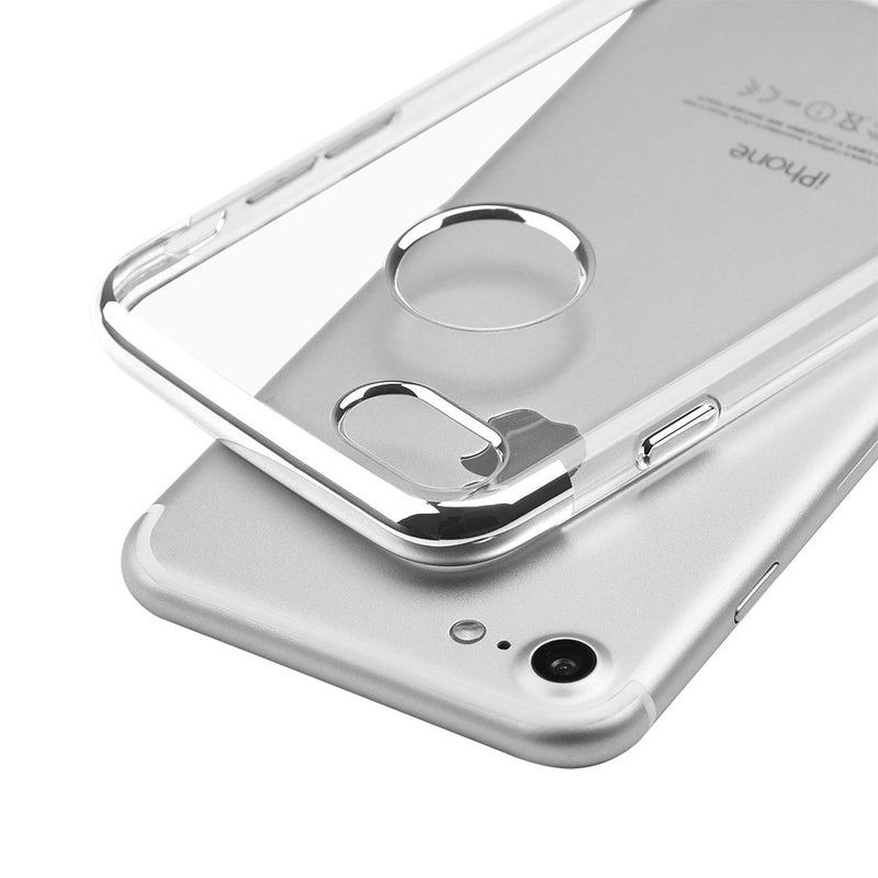 FOR IPHONE 8/7 SKYFALL TRANSPARENT CASE ELECTROPLATED UPPER & LOWER FRAME SILVER