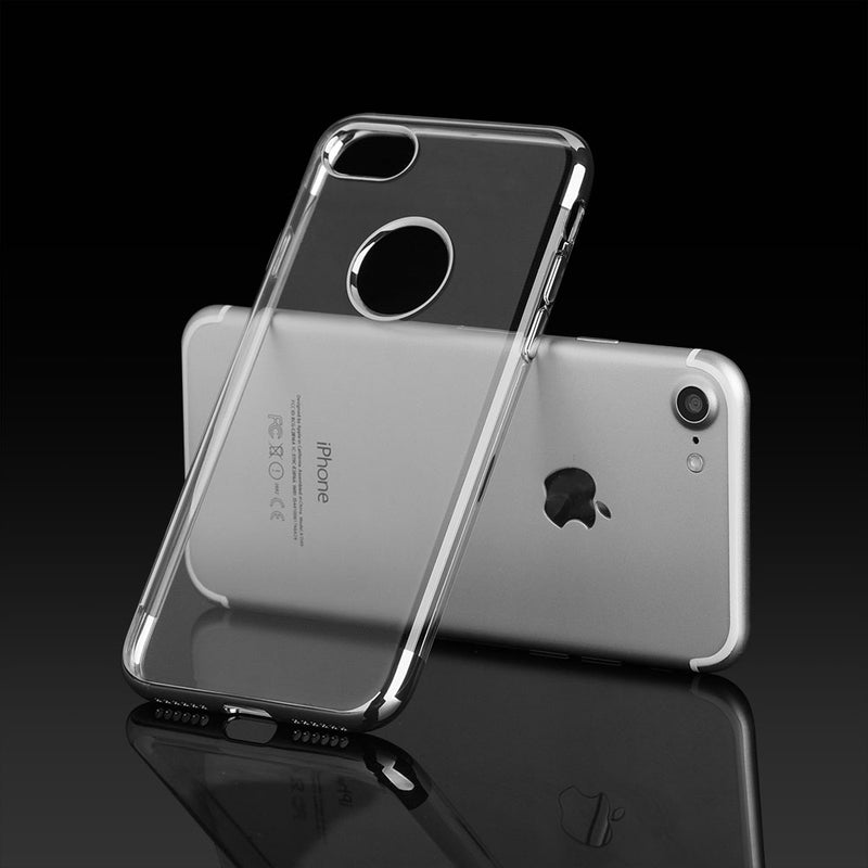 FOR IPHONE 8/7 SKYFALL TRANSPARENT CASE ELECTROPLATED UPPER & LOWER FRAME SILVER