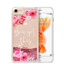 IPHONE SE (2020) /8/7/6 WATERFALL LIQUID SPARKLING QUICKSAND CASE-PINK FLOWER