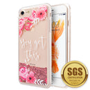FOR IPHONE SE (2020) / 8 / 7 / 6 WATERFALL LIQUID SPARKLING QUICKSAND TPU CASE - PINK FLOWER