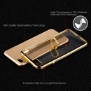 IPHONE 7 PLUS DIAMOND JEWEL RING CASE WITH CHROME BLING FRAME  GOLD