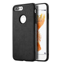 FOR IPHONE 7 PLUS LEATHERETTE TPU COVER CASE - BLACK