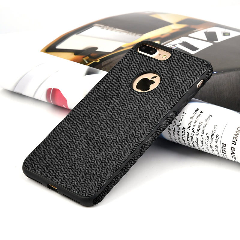 FOR IPHONE 7 PLUS LEATHERETTE TPU COVER CASE - BLACK