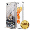 FOR IPHONE SE (2020) / 8 / 7 / 6 THE WATERFALL RING LIQUID SPARKLING QUICKSAND TPU CASE - BLACK