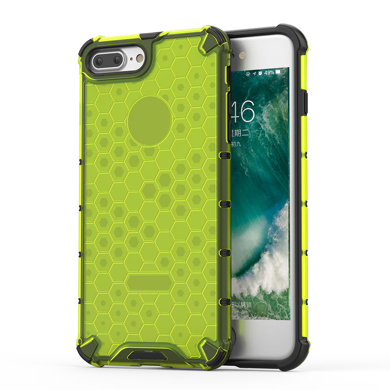 IPHONE 8 / 7 PLUS HONEYCOMB CRYSTAL CLEAR  BUMPER SLIM  FIT  CASE  - LIME GREE