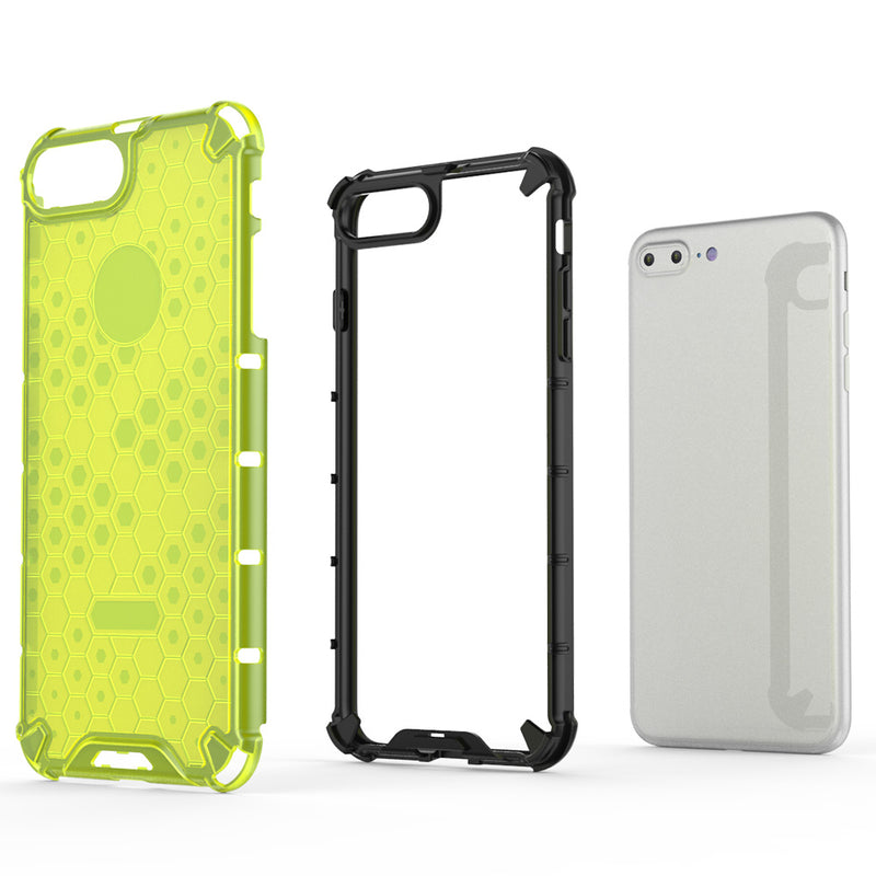 IPHONE 8 / 7 PLUS HONEYCOMB CRYSTAL CLEAR  BUMPER SLIM  FIT  CASE  - LIME GREE