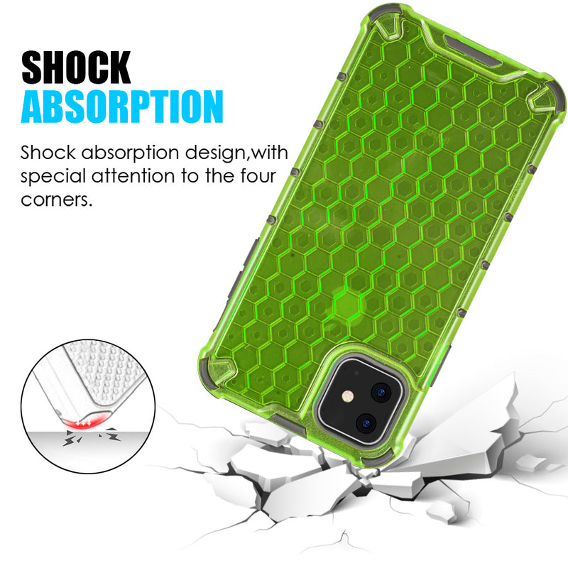 HONEYCOMB CRYSTAL CLEAR SHOCK ABSORPTION BUMPER  CASE IPHONE 11