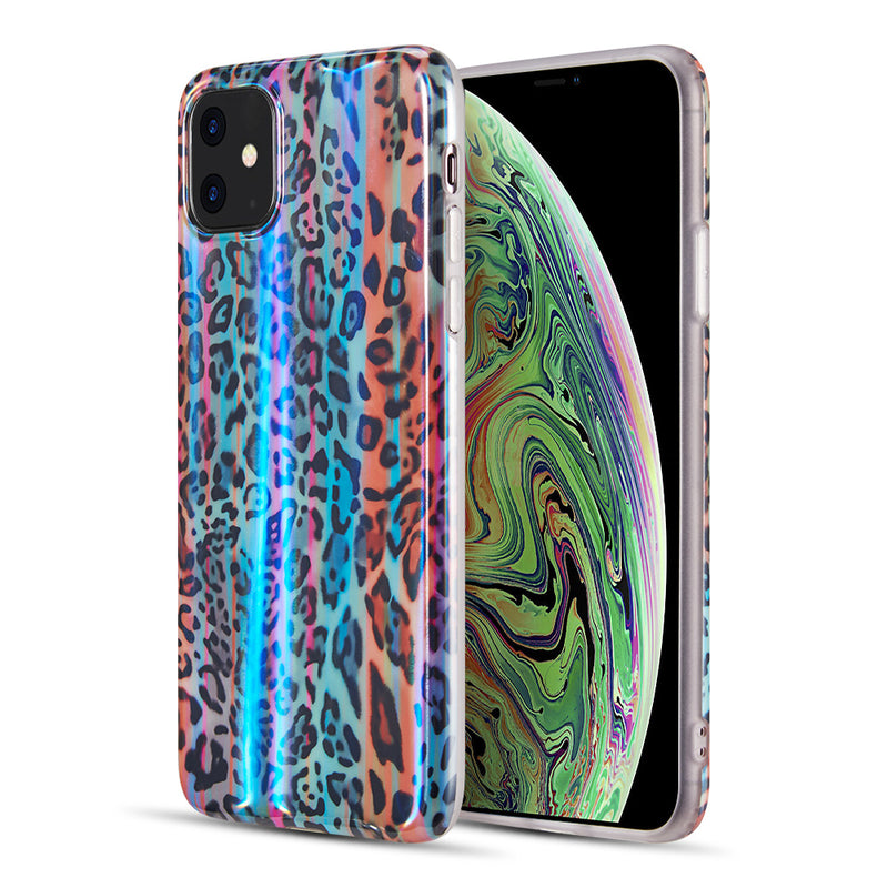 THE VOGUE COLLECTION FULL COVERAGE TPU IMD CASE WITH SPECIAL HOLOGRAPHIC SHINE FINISH FOR IPHONE 11 - MULTICOLOR LEOPARD