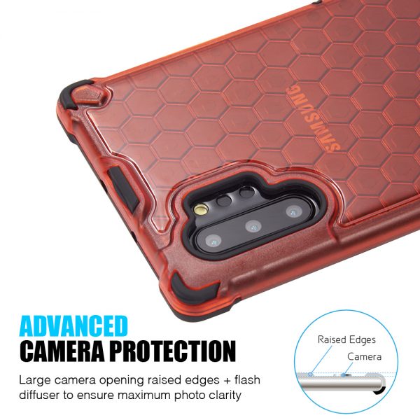 SAMSUNG GALAXY NOTE10+ HONEYCOMB TINTED SHOCK ABSORPTION PROTECTIVE TPU  RED