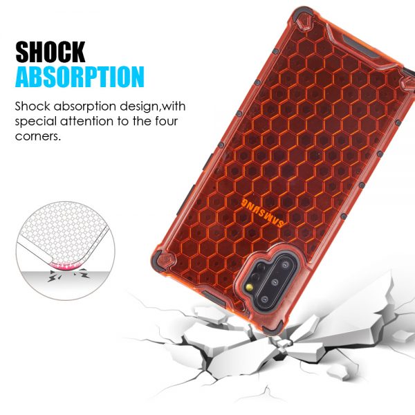 SAMSUNG GALAXY NOTE10+ HONEYCOMB TINTED SHOCK ABSORPTION PROTECTIVE TPU  RED