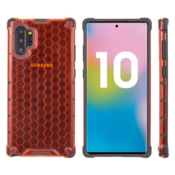 SAMSUNG GALAXY NOTE10+ HONEYCOMB TINTED SHOCK ABSORPTION PROTECTIVE TPU  RED